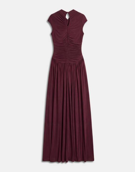 ASOS DESIGN figfärgad maxiklänning med draperad front och vid kjol, 6 av 8