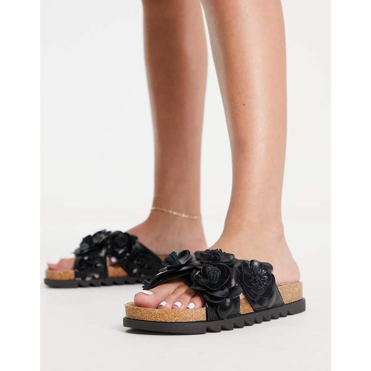 Fashion black floral sandals