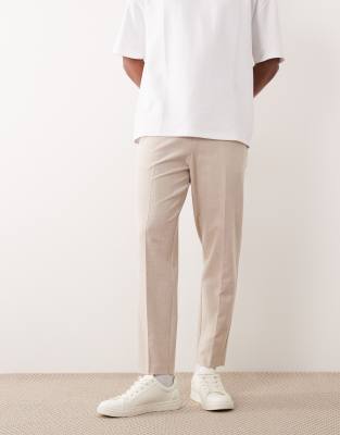 Figurbetonte, bequeme Stretch-Hose in Steinbeige mit elastischem Bund und schmal zulaufendem Bein-Neutral Neutral XL