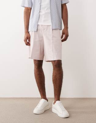 Figurbetonte Bermudashorts in Staubrosa mit hohem Leinenanteil Rosa 44