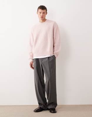 Figurbetonte Flanellhose in Anthrazit mit Nadelstreifen, weitem Bein und elastischem Bund-Grau Grau XS