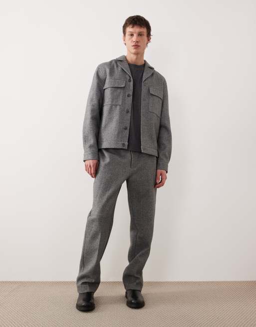 ASOS DESIGN – Figurbetonte, gerade geschnittene Hose in Anthrazit aus gebürstetem Twill, Kombiteil, 3 von 5