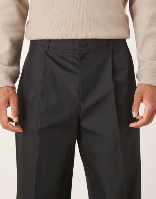 ASOS DESIGN – Figurbetonte Hose aus Funktionsstoff in Schwarz mit weitem Bein und elastischem Taillenbund, 5 von 5