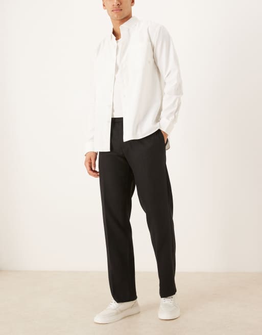 ASOS DESIGN – Figurbetonte Hose aus Wollmix in Schwarz mit geradem Schnitt und seitlich verstellbarem Bund, 2 von 5