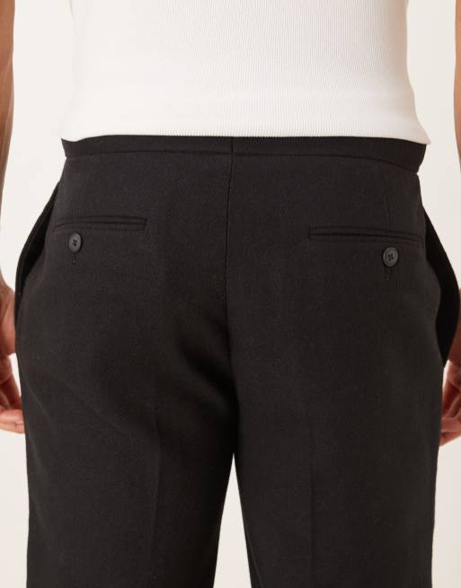 ASOS DESIGN – Figurbetonte Hose aus Wollmix in Schwarz mit geradem Schnitt und seitlich verstellbarem Bund, 4 von 5