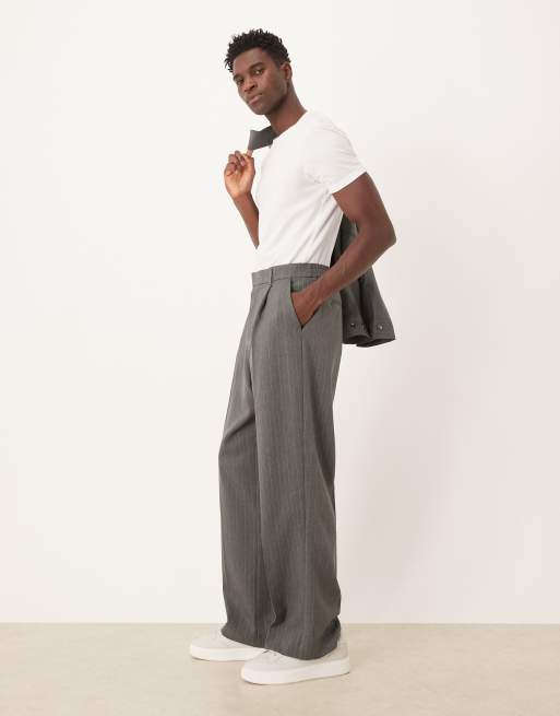 ASOS DESIGN – Figurbetonte Hose mit geradem Schnitt in Anthrazit mit Nadelstreifen, Kombiteil, 3 von 5