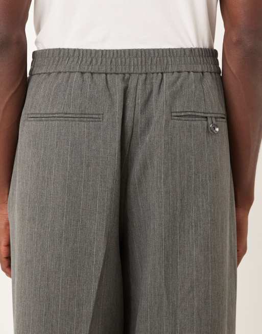 ASOS DESIGN – Figurbetonte Hose mit geradem Schnitt in Anthrazit mit Nadelstreifen, Kombiteil, 5 von 5