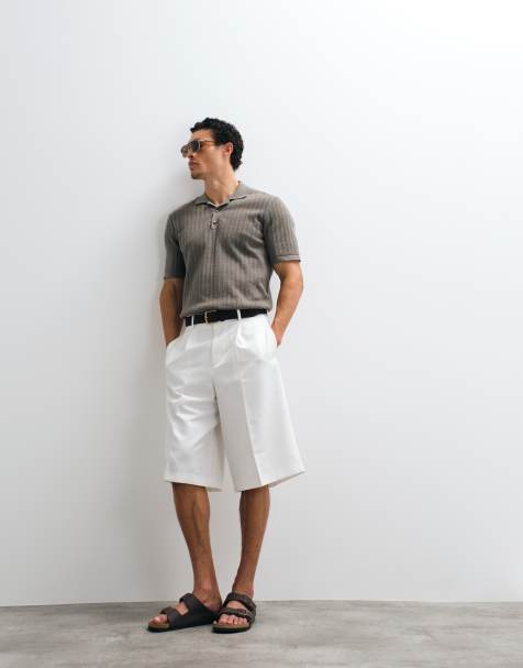 ASOS DESIGN – Figurbetonte Oversize-Bermudashorts in Weiß mit Bügelfalte - view 1