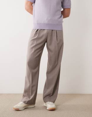 Figurbetonte Schlupfhose in Nerzbraun mit weitem Bein-Brown Brown S