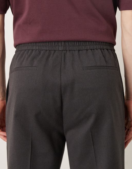 ASOS DESIGN – Figurbetonte, schmal zulaufende Schlupfhose aus Flanell in Anthrazit, 5 von 5