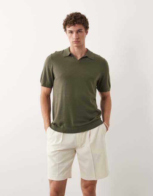 ASOS DESIGN – Figurbetonte Shorts in Ecru mit Bundfalten und regulärem Schnitt, 2 von 9