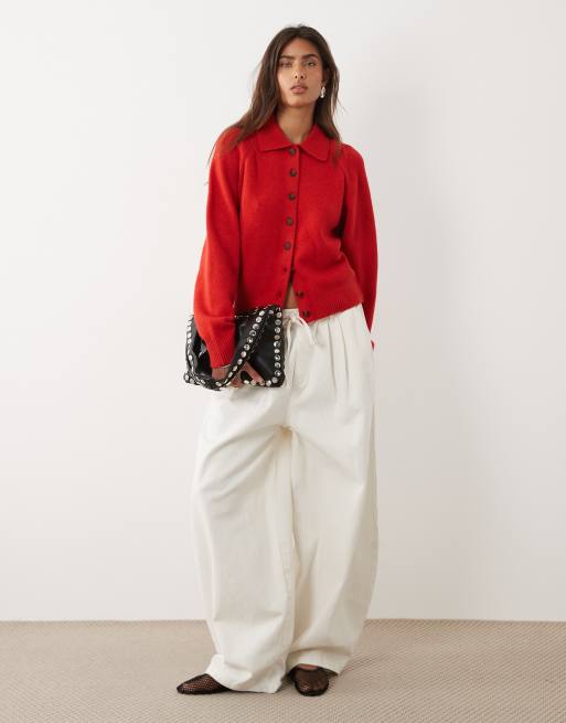 ASOS DESIGN – Figurbetonte Strick-Hemdbluse in Rot, 2 von 4