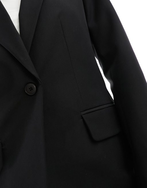 ASOS DESIGN – Figurbetonter Blazer in Schwarz mit Nahtdetails, 4 von 4