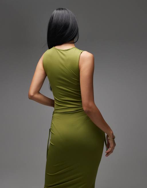 ASOS DESIGN – Figurbetonter Body aus Polyamid in Olivgrün mit U-Ausschnitt, Kombiteil, 4 von 4