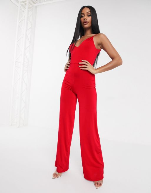 ASOS DESIGN Figurbetonter Jumpsuit mit elastischen Tragern ASOS