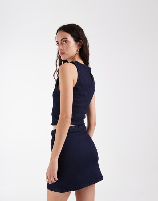 ASOS DESIGN – Figurbetonter Stretch-Jeansrock in Marineblau, Kombiteil, 5 von 5