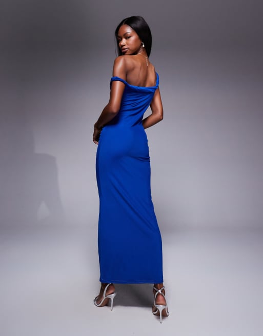 ASOS DESIGN – Figurbetontes Maxikleid in Blau mit Cut-outs und verdrehtem Detail, 2 von 4