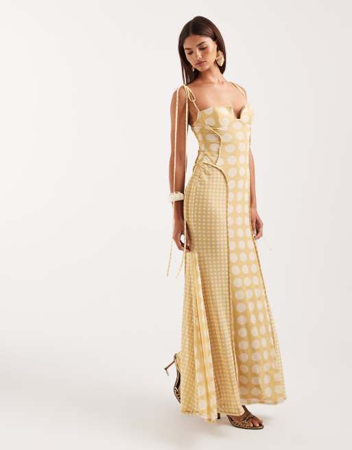ASOS DESIGN – Figurbetontes Netzstoff-Maxikleid mit Polka Dots, sichtbaren Nähten und Körbchen, 2 von 4