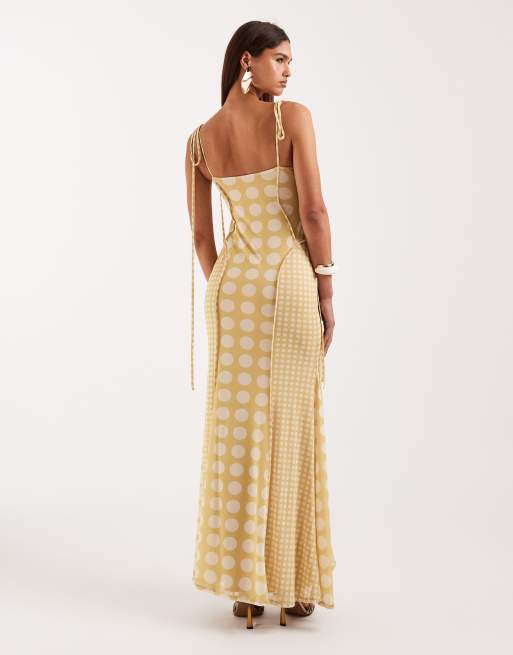 ASOS DESIGN – Figurbetontes Netzstoff-Maxikleid mit Polka Dots, sichtbaren Nähten und Körbchen, 4 von 4