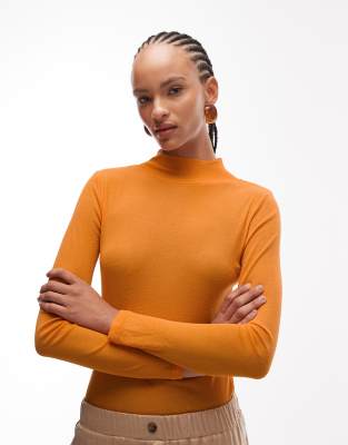 ASOS DESIGN - Figurbetontes Polohemd in Orange mit langen Ärmeln