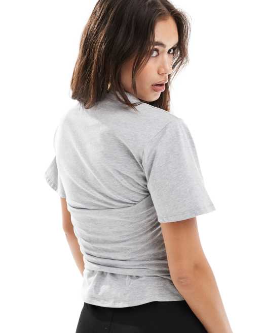 ASOS Design – Figurbetontes T-Shirt in meliertem Grau mit Taillendetail, 5 von 5