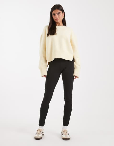 ASOS DESIGN – Figurformende Leggings mit in Schwarz breitem Bund - view 1