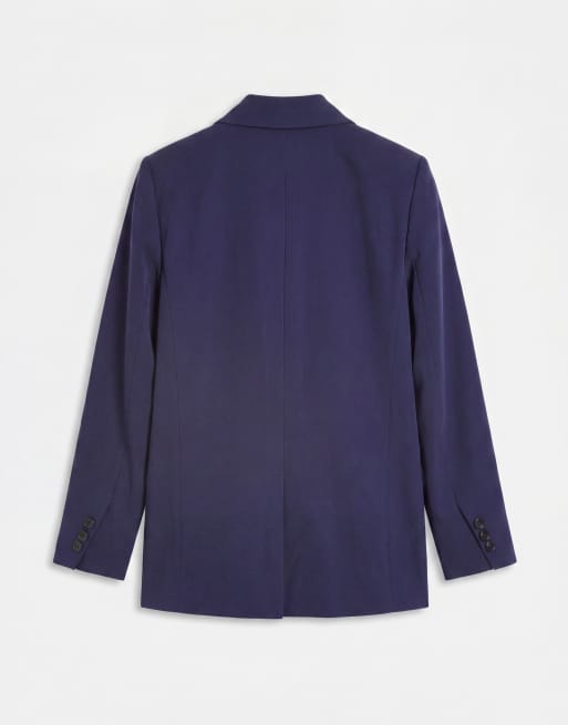 ASOS DESIGN figursydd dubbelknäppt mjuk kostymkavaj i marinblått, 6 av 7