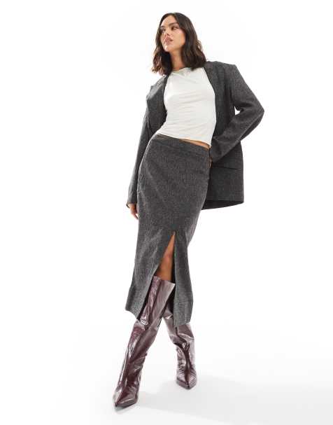 ASOS DESIGN – Figursydd midikjol med bred fåll - view 1