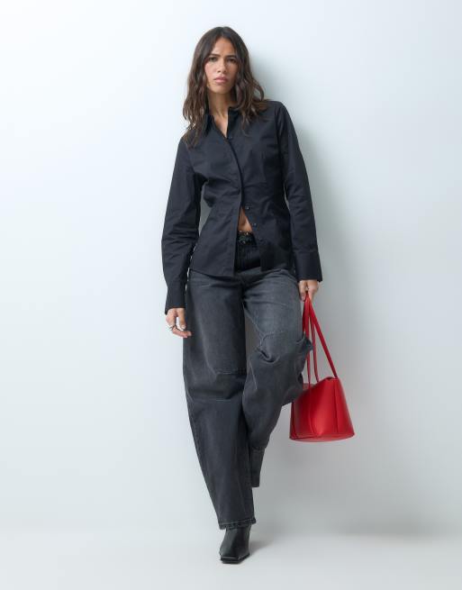ASOS DESIGN figursydd skjorta i svart, 2 av 8
