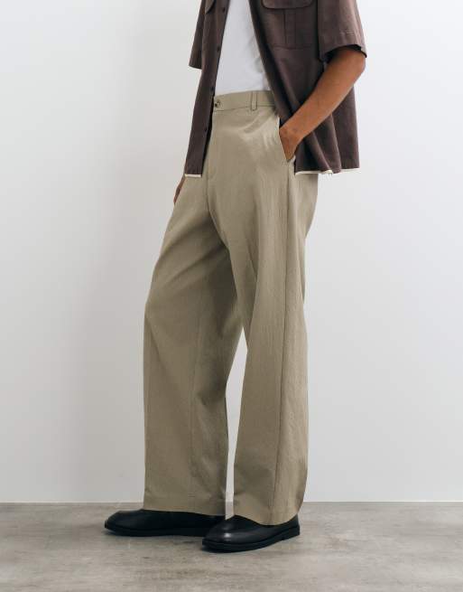 ASOS DESIGN figursydda vida byxor i grön seersucker med elastisk midja, 2 av 5