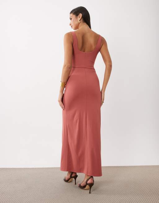 ASOS DESIGN figursyet maxi-kjole i støvet rosa, 4 af 4