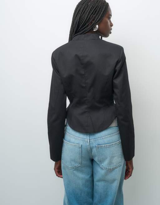 ASOS DESIGN figursyet militærjakke med kinakrave bagpå, 3 af 4