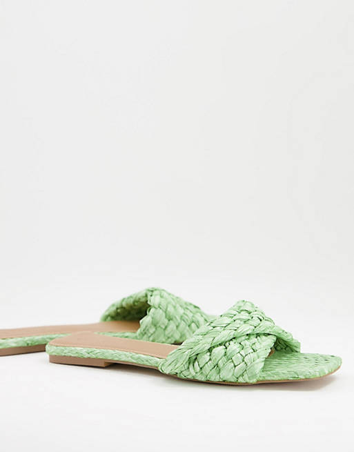  Flat Sandals/Fiji woven mule sandals in green 