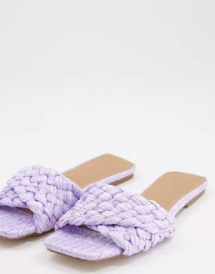 ASOS DESIGN ASOS DESIGN Fiji woven mule sandals in lilac-Purple