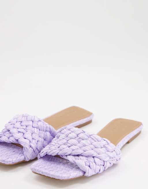 ASOS DESIGN Fiji woven mule sandals in lilac