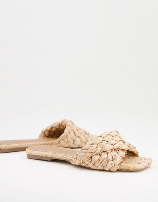 ASOS DESIGN Fiji woven mule sandals in natural | ASOS