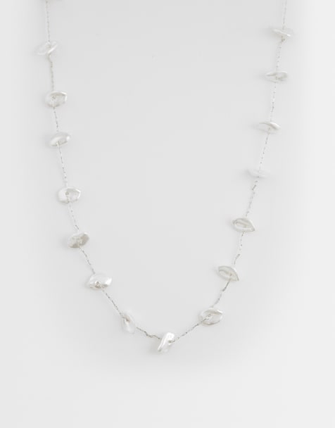 ASOS DESIGN - Fijne ketting met imitatiepareldetails in zilver - view 1
