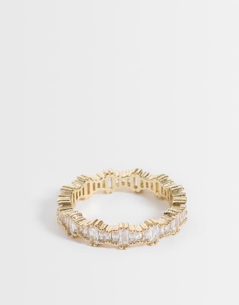 ASOS DESIGN fijne ring met zirkonia in goudkleur - view 1