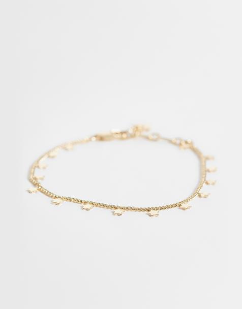 ASOS DESIGN fijne schakelarmband met sterhangers in goudkleur - view 1