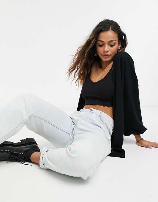ASOS DESIGN - Fijngebreid lang vest in zwart