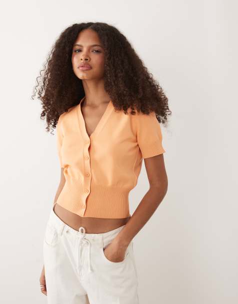 ASOS DESIGN - Fijngebreid vest met V-hals in perzik - view 1