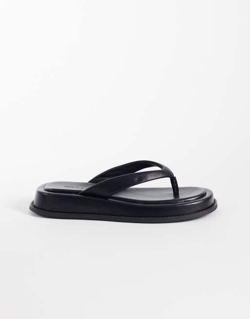 ASOS DESIGN - Filia - Sandales en PU à semelle plateforme et entredoigt - Noir, 3 de 4