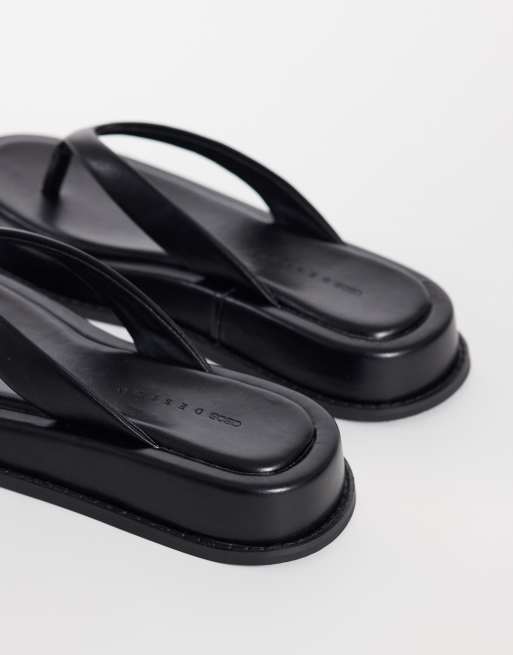 ASOS DESIGN - Filia - Sandales en PU à semelle plateforme et entredoigt - Noir, 4 de 4