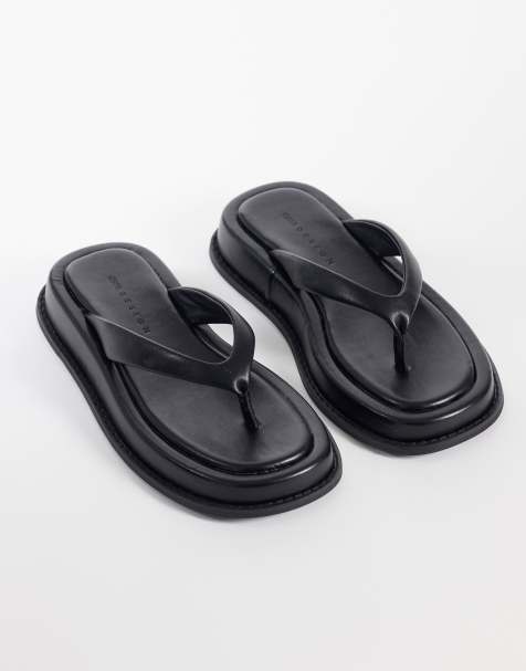 ASOS DESIGN - Filia - Sorte flatform-sandaler i PU med tårem - view 1