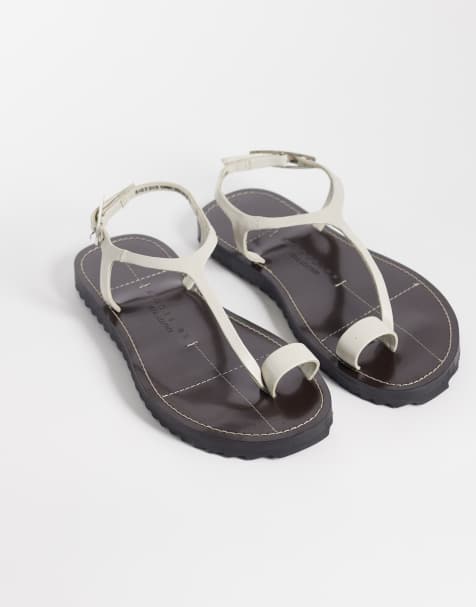 ASOS DESIGN - Filomena - Premium - Hvide sandaler i læder med smal tårem og syningsdetaljer - view 1