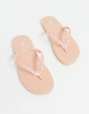 cream flip flops