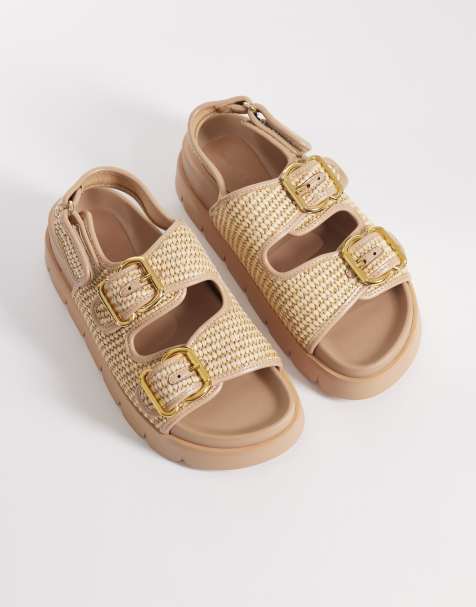 ASOS DESIGN - Filter - Naturfarvede chunky sandaler i raffia med formstøbt indersål og dobbeltspænde - view 1