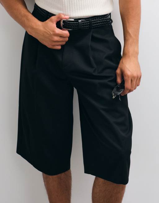 ASOS DESIGN fin barrel-shorts i svart, lång modell, 4 av 5