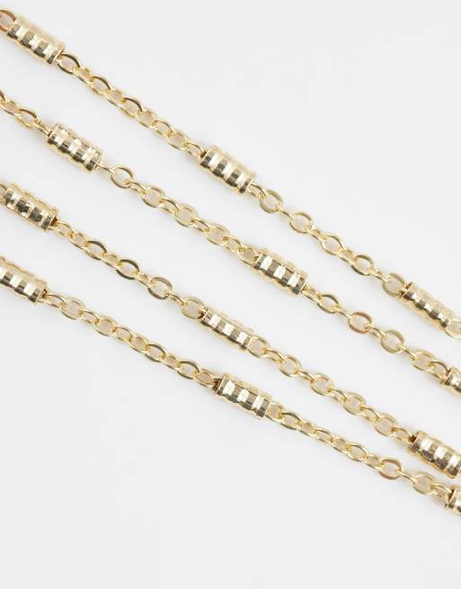 ASOS DESIGN fin kæde-lariat med T-bar-detalje i guldfarve, 3 af 4