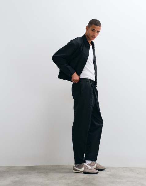 ASOS DESIGN fin set med morotsformade byxor i svart seersucker - view 1